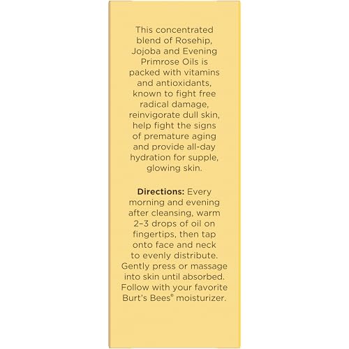 Burt's Bees Stocking Stuffers, Gua Sha Face Oil With Rosehip Seed Extract, Reduces Appearance of Fine Lines and Wrinkles, Use with Ice Roller & Facial Tools, Natural Origin Skin Care, 0.51 fl. oz.