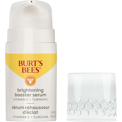 Burt's Bees Stocking Stuffers, Vitamin C Turmeric Face Serum, Brightens Skin & Visibly Reduces Dark Spots, Fine Lines & Wrinkles, Naturally Hydrating, Lightweight - Brightening Booster (1 oz)