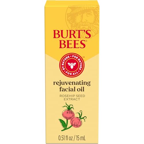 Burt's Bees Stocking Stuffers, Gua Sha Face Oil With Rosehip Seed Extract, Reduces Appearance of Fine Lines and Wrinkles, Use with Ice Roller & Facial Tools, Natural Origin Skin Care, 0.51 fl. oz.