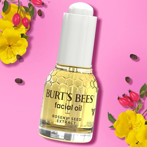 Burt's Bees Stocking Stuffers, Gua Sha Face Oil With Rosehip Seed Extract, Reduces Appearance of Fine Lines and Wrinkles, Use with Ice Roller & Facial Tools, Natural Origin Skin Care, 0.51 fl. oz.