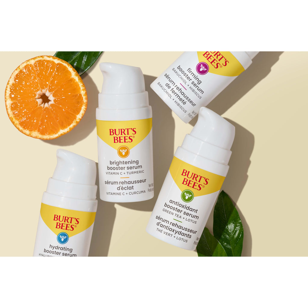 Burt's Bees Stocking Stuffers, Vitamin C Turmeric Face Serum, Brightens Skin & Visibly Reduces Dark Spots, Fine Lines & Wrinkles, Naturally Hydrating, Lightweight - Brightening Booster (1 oz)