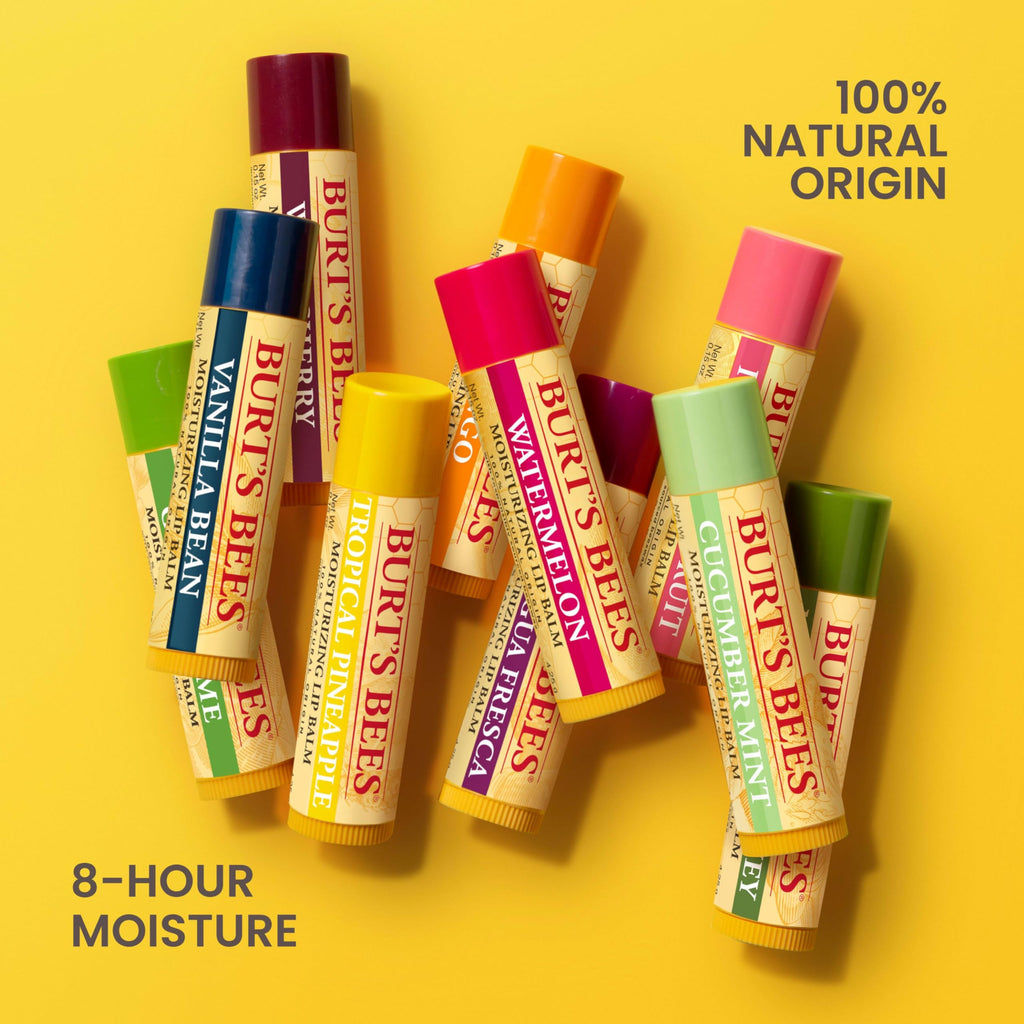 Burt's Bees Lip Balm Stocking Stuffers, Moisturizing Lip Care Christmas Gifts, Original Beeswax with Vitamin E & Peppermint Oil, Natural Origin Conditioning Lip Treatment (2-Pack)