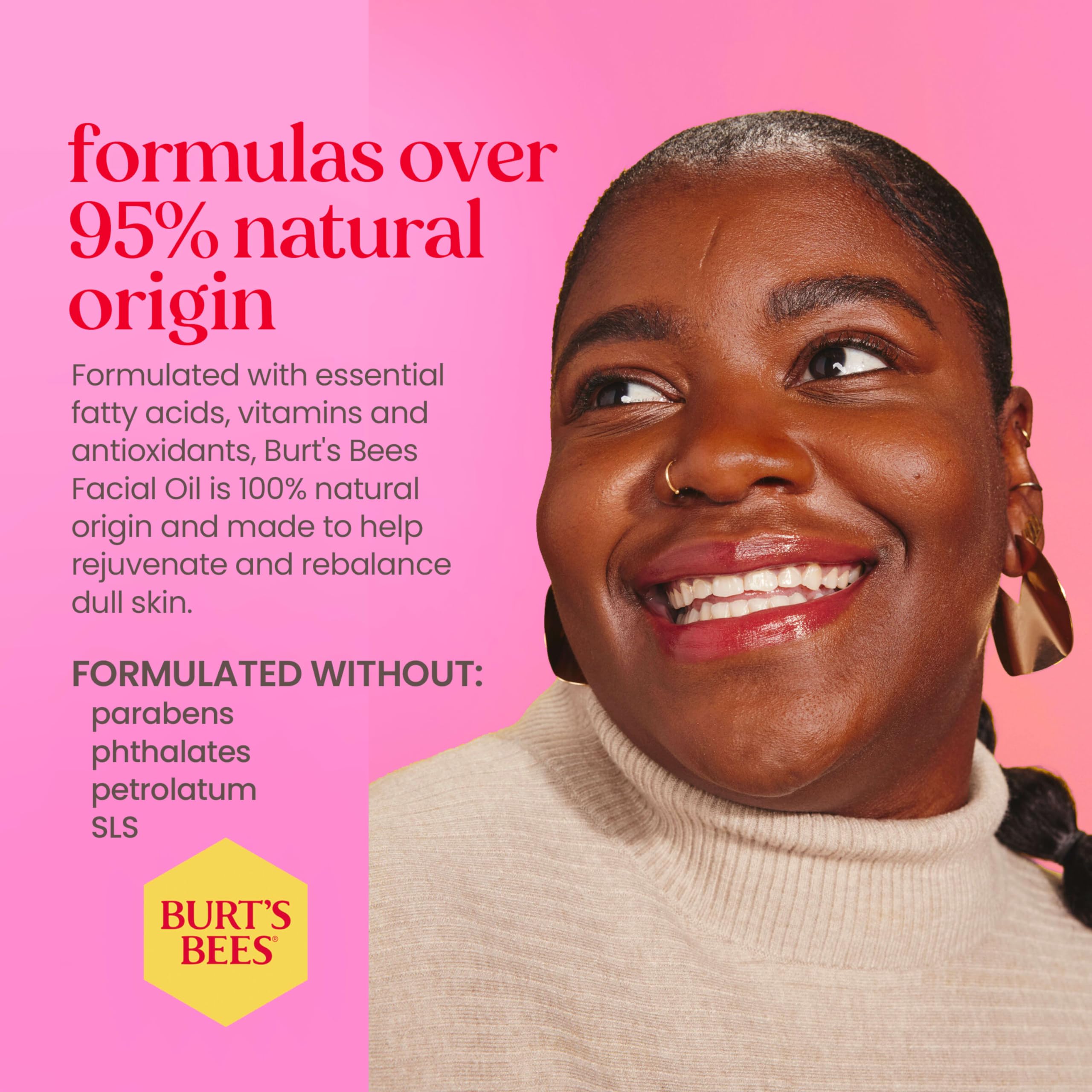 Burt's Bees Stocking Stuffers, Gua Sha Face Oil With Rosehip Seed Extract, Reduces Appearance of Fine Lines and Wrinkles, Use with Ice Roller & Facial Tools, Natural Origin Skin Care, 0.51 fl. oz.
