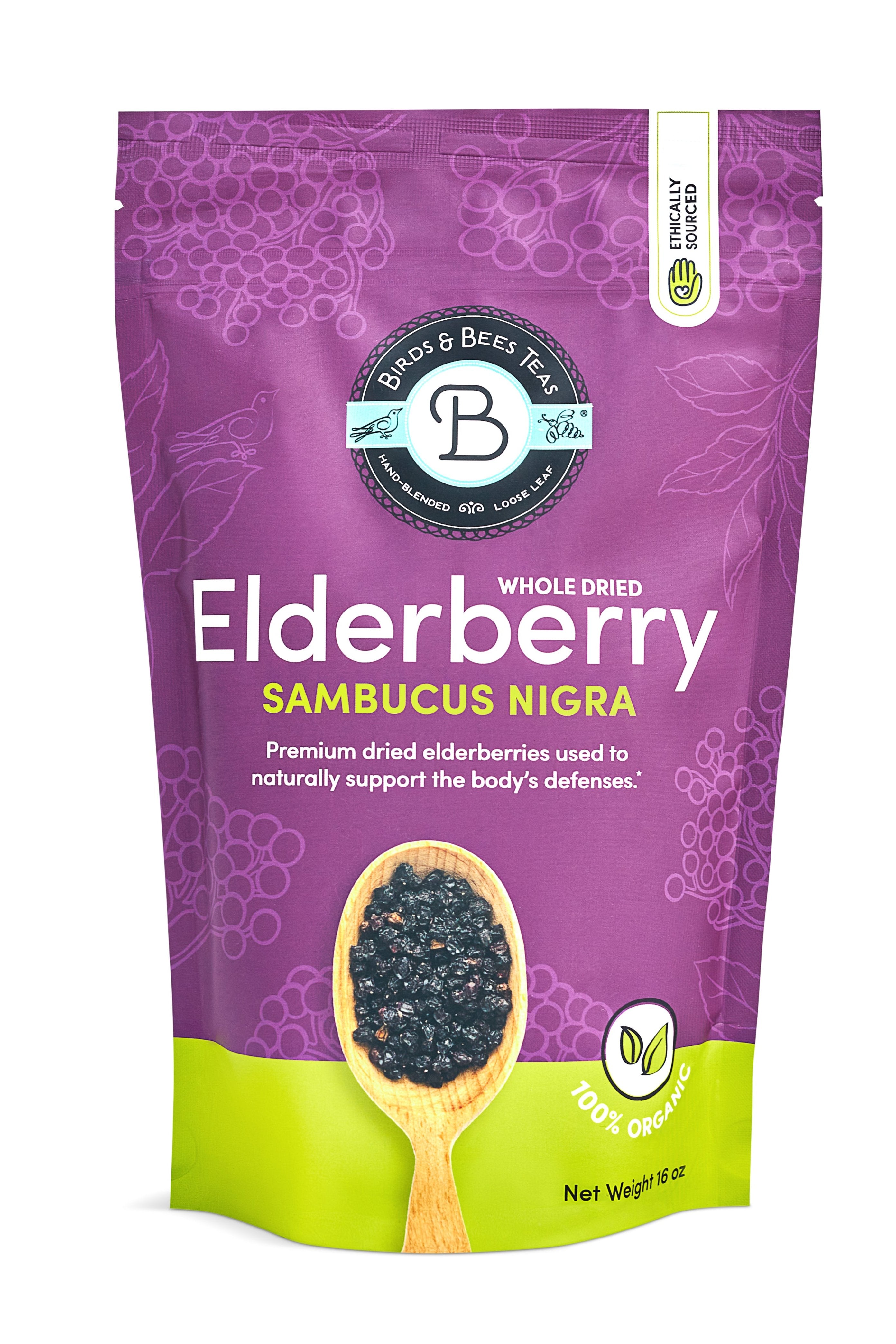 Elderberry Tea Organic - Bulk Elderberry - Whole Dried Organic Elderberries